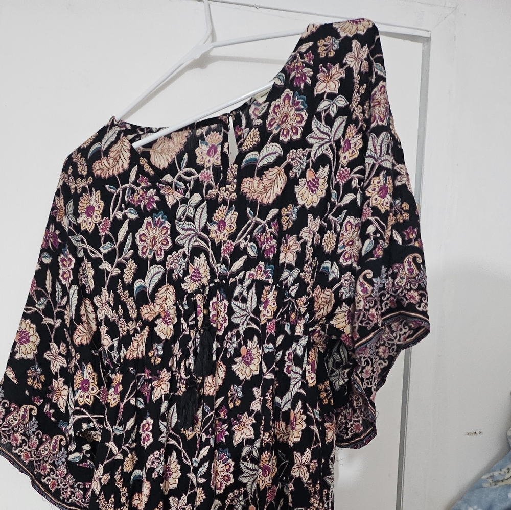 New, black, floral, maternity, kimono dress - Picture 5 of 15